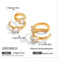 Bagues d'oreille en acier inoxydable doré avec zircons en cœur, étanches et hypoallergéniques - Style Ear Cuff en Zircone Cœur (JDE0308016) / Or