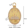 Golden oval Queen pendant charm with zircons and 19x15mm dimension markings - Gold-QUEEN Oval