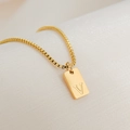 Collier chaîne vénitienne plaqué or 18K avec pendentif lettre V rectangulaire - Lettre V