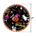 Piatto di carta per Halloween da 7 pollici con motivi di zucca, strega e gatto nero - Piatti di Carta da 7 Pollici (24 Pezzi)