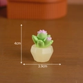 Miniature green succulent resin figurine in a white pot with 4x3.9cm dimensions - No. 10 Purple Green