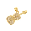 Exquisite gold violin pendant featuring sparkling zircon micro-pave detailing for women - Diamond Violin