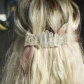 Handmade bohemian 8cm spring hair clip featuring raw clear natural quartz crystal stones - White Crystal