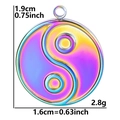 Rainbow plated stainless steel yin yang pendant, 1.9cm diameter, lightweight design - Tai Chi Yin Yang / Multicolor