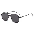 Lunettes de soleil aviateur classiques avec monture métal noir et verres gris foncé - Monture Noire Verres Gris
