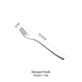 Polished silver 304 stainless steel dessert fork, 18.5cm length for cakes and fruits - Dessert Fork