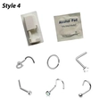 Sterile disposable nose piercing kit with silver studs, piercing gun and prep pad - Piercing Gun + 6 Studs