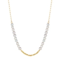 14K gold plated 925 silver necklace featuring baroque freshwater pearls and gold nuggets - Pearl Approx 3-4mm, Necklace Approx 40+5CM