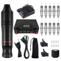 Kit completo per tatuaggi con penna rotante nera, alimentatore digitale e accessori - Penna Jingang Nero