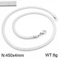 Minimalist silver stainless steel snake bone chain necklace 450x4mm flat blade link jewelry - 4mm Steel Color Necklace 45cm (KN231804-Z)