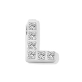Colgante letra L de plata micro-pavé con circonitas blancas para joyería DIY - Letra L - Color Acero
