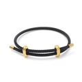 Adjustable black 3mm steel wire rope bracelet with luxury gold hardware for charms - Black