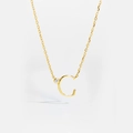 S925 sterling silver letter C pendant necklace in gold with a small sparkling crystal - Letter G