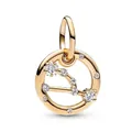 S925 sterling silver gold plated zodiac charm with sparkling white zircon stones - Taurus