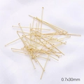 14k gold-filled flat head pins 0.7x30mm for DIY jewelry making and beading accessories - T Pins / 0.7x30mm 50 Pieces/Pack / 14K Gold