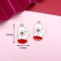 Christmas red and white enamel mitten charms with snowflake pattern in 25x15mm size - 7# Mitten