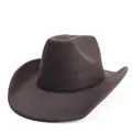 Chapeau de cowboy en feutre marron foncé classique avec bord incurvé et design western - M (57cm) / Café