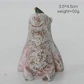 Statuina di orso polare vintage nordico con uccellino verde, dimensioni 3,5x4,5 cm - Orso con uccello
