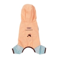 Waterproof four-legged dog raincoat in orange and blue with adjustable drawstring hood - M / Light Orange