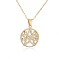 Collar bañado en oro 18K con colgante MAMA estrella corazón circonita para madre - 21804-Colgante MAMA Estrella Corazón