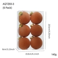 Pack de 6 bolas de Navidad aterciopeladas naranjas en caja expositora transparente - 8CM (Juego de 6) / Marrón (Tapa Dorada)