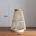 Lanterna in bambù fatta a mano 68cm con portacandele in vetro e base in legno - Lanterna Artistica Tipo R / 36*68cm