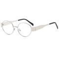 Retro oval metal sunglasses with silver frame and black temple tips in vintage style - Silver Frame Clear Lenses