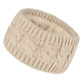 Dettaglio ravvicinato della fascia in maglia beige con fodera in pile spesso e trecce - Beige