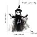 Ciondolo teschio di Halloween con cappello da strega e gonna in rete per decori - Nuovo Ciondolo in Rete di Fantasma