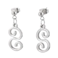 Elegant silver S-curve spiral drop earrings in minimalist stainless steel design - Silver S-Shaped Vortex Style (KE38149-K)
