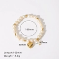 Bracelet en perles d'eau douce françaises avec perles d'acier dorées et cœur poli - Style Pendentif Coeur (HF-S4171) / Or 18K