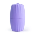 Purple silicone face ice roller with a textured vertical stripe design for facial massage - Striped Style - Purple