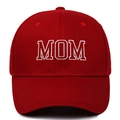 Classic red cotton baseball cap featuring white MOM embroidery with curved brim style - Adjustable / Wine Red MOM