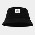 Detail of Brooklyn label on black corduroy bucket hat with vintage texture and stitching - M (56-58cm) / Black