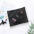 Portable black nylon mesh travel toiletry bag with zipper, size 16x21cm for cosmetics - Model 07 Flat Medium