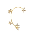 Elegant gold bird ear cuff with sparkling rhinestones and white pearls detail - Gold I Style Right