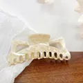 Oversized marble pattern acetate hair claw clip in beige for elegant women styling - 13cm / Off-White 13CM
