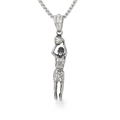 Collar deportivo plateado con colgante de jugador de baloncesto de acero inoxidable - Estilo Jugador de Baloncesto Saltando (KP55857-BD)