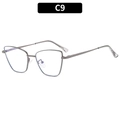 Cat eye gunmetal gray ultra-light metal frame glasses with anti-blue light clear lenses - C9-Gunmetal Gray