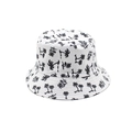 Chapeau bob réversible blanc avec imprimé palmier noir pour protection solaire d'été - M (56-58cm) / Blanc