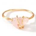 Handgemaakte gouden ring van gewikkeld draad met een natuurlijke roze rozenkwarts edelsteen - US-9 / Ruwe Rozenkwarts-Roze