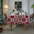 Classic red and white checkered Christmas tablecloth featuring festive holiday patterns - Buttons Without Lace / 60*60cm