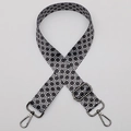 Adjustable crossbody bag strap with black and white floral pattern and metal hooks - Style 584 / Gunmetal