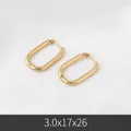 Polished gold U-shaped oval hoop earrings in stainless steel, size 17x26mm - 3*17*26mm / Gold