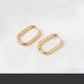Polished gold U-shaped oval hoop earrings in stainless steel, size 17x26mm - 3*17*26mm / Gold