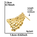 304 stainless steel woven mesh earrings in gold finish with 1.9cm height dimensions - Woven Mesh Texture / Gold
