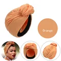 Orangefarbener Turban Hut für Damen mit stilvollem Knotendesign und leichtem Stoff - Orange