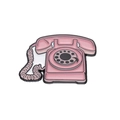 Vintage-Emaille-Anstecknadel im Retro-Wählscheibentelefon-Design in zartem Rosa - Rosa Retro-Telefon Stil (XZ8801)
