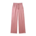 Roze vrijetijdsbroek voor dames met wijde pijpen, elastisch trekkoord en verticale textuur - XS / Roze Broek
