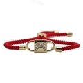 Adjustable red rope bracelet featuring a gold star and moon pendant with cubic zirconia stones - Moon Style (B0081) / Macrame Cord